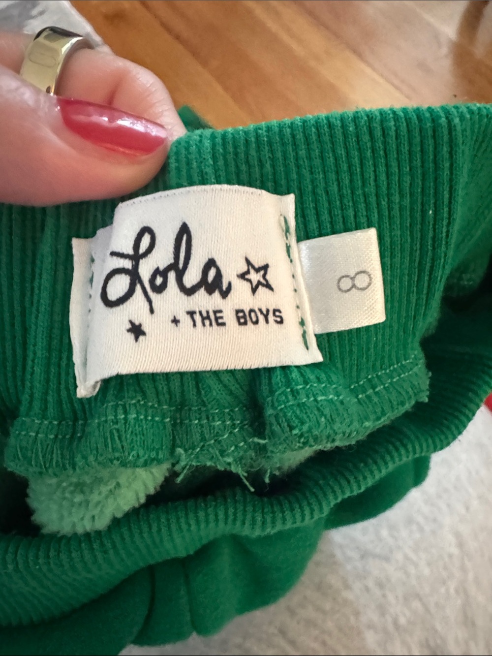 Lola + The Boys Green Kids Matching Set with Colorful Patch Graphics - Picture 7 of 7